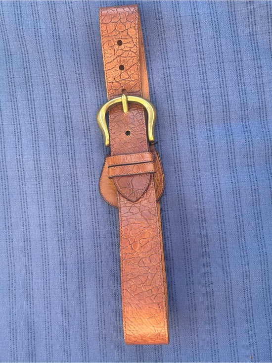 VTG Joan and David Brown Leather Belt Brass Buckle Size Small 32” main image 2